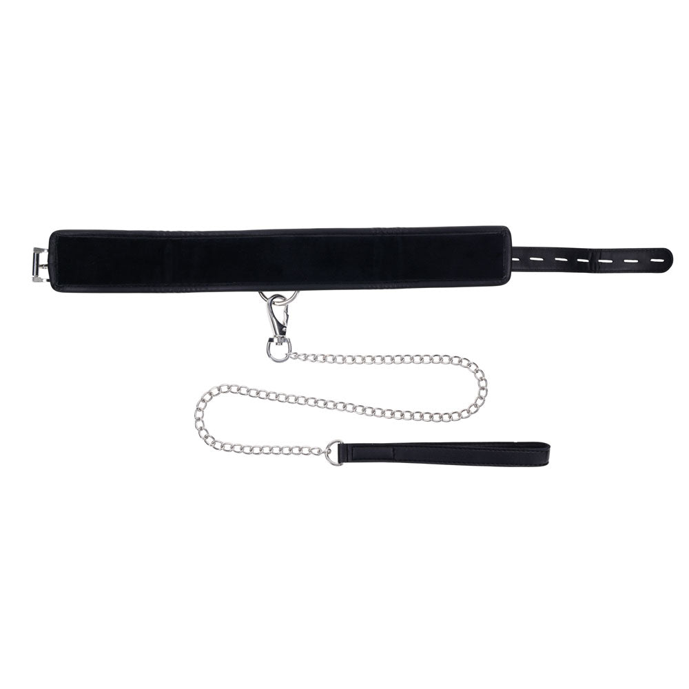 Interior view of the EDGE collar laid flat, showcasing the padded lining and soft material for comfort | Flirty Bay adult toys online, best sex tools